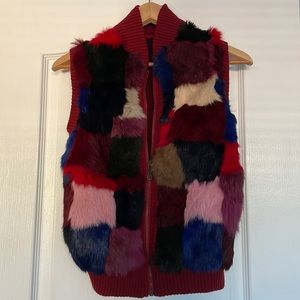 Fuzzy sweater zip up vest